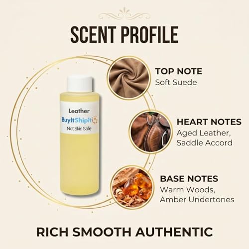 Image of Original Leather Fragrance from Our Leather Collection - Perfect for Adding Aroma to Freshies, Candles, and Diffusers - 8 oz