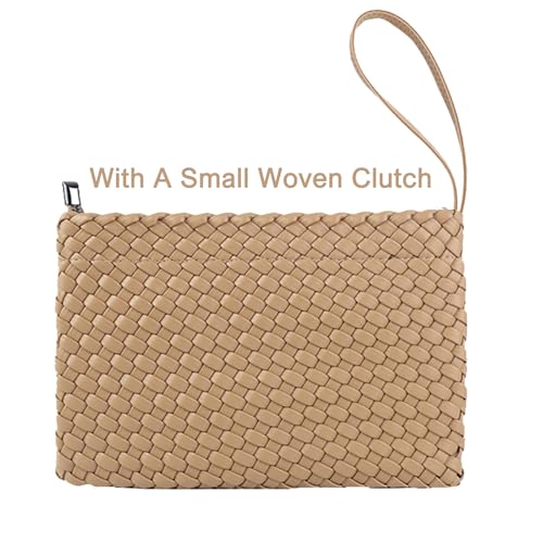 Image of SporGenius Woven Handbag Two Tone Tote Bag Vegan Leather Purse