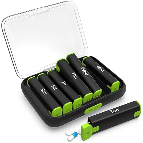 BEXEEN Weekly Pill Organizer 2 Times a Day - Pill Box 7 Day Am Pm - Travel Medicine Organizer Twice Daily Vitamin Holder Portable Supplement Case Week Morning Night Med Dispenser Detachable Container Cover