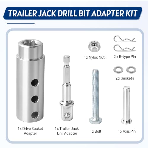 Image of Trailer Jack Drill Adapter for 1 /2-Inch Socket Head 1-Inch Jack Drive Shaft | Camper Jack Drill Adapter, Suitable for RVs and Dump Trailers, Upgraded Stainless Steel Heavy-Duty Drill Adapter