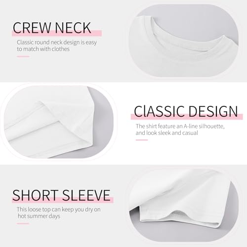 5 Pack Girls/Toddlers Cotton T-Shirts Crewneck Short Sleeve Summer Tops Kids Clothes Tees（2T-14Y）3