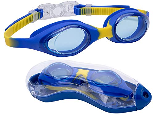 Noveltyz Swimming Goggles Antifog Swim Goggles for Kids Leakproof UV Protection Googles Portable Case