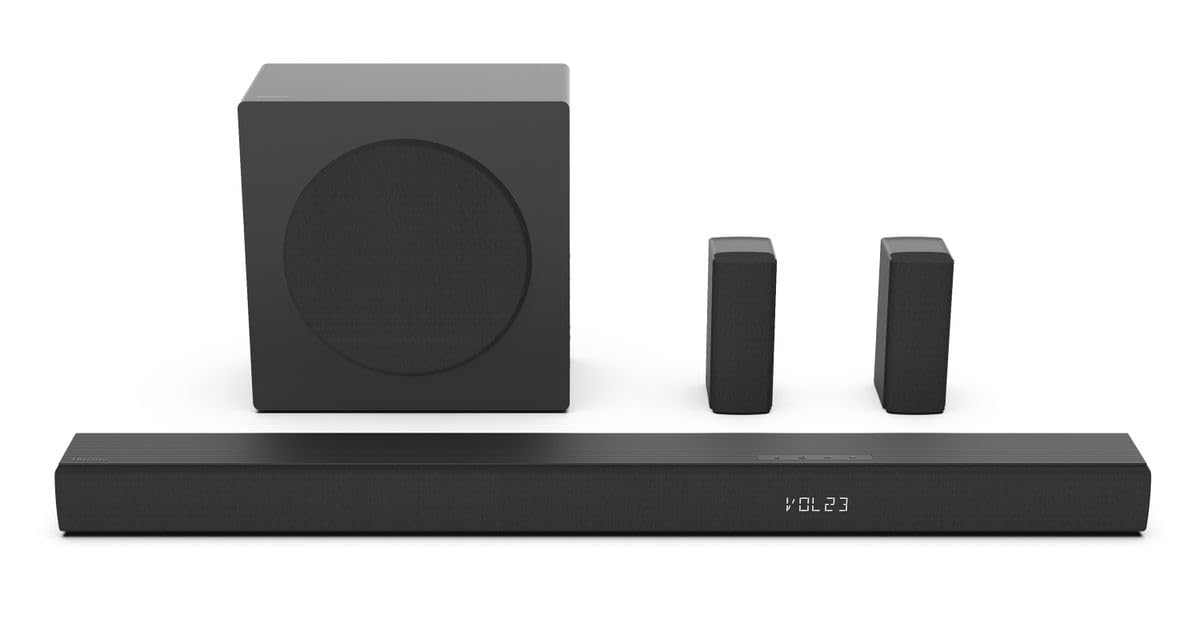Hisense AX Series AX5100Q, 5.1 canaux, 580 W, Caisson de Basses sans Fil de 16,​5 cm Inclus, Dolby Atmos et DTS:​X, Barre de Son pour TV, Noir