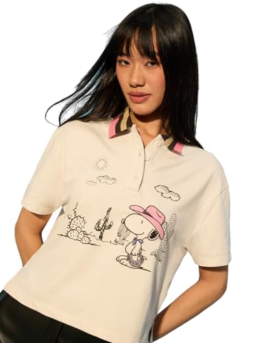 T-shirt Peanuts col évasé et manches courtes brodé style Wild West