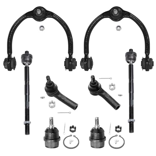 Image of Detroit Axle - Front End 8pc Suspension Kit for 05-10 Jeep Commander Grand Cherokee 2005 2006 2007 2008 2009 2010, 2 Upper Control Arms 2 Lower Ball Joints 4 Tie Rods Replacement