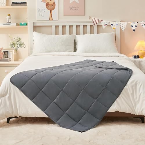 yescool Weighted Blanket 5 Pounds Cooling Weighted Lap Blanket, Grey Heavy Blanket for Sleeping, Weighted Throw Blanket Gift for 40-60lbs, 36"x48" - Image 6
