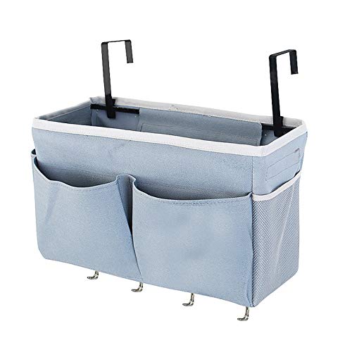 Whchiy Betttasche Bett Organizer Hängetasche Mit 4 Haken Hochbett Aufbewahrungstasche für Buch, Magazin, Spielzeug, Handy, Kopfhörer (Grau) Cover
