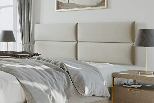 Vänt Upholstered Wall Panels - King/Cal King Size Wall Mounted Headboards - Plush Velvet Sand Storm - Panel Size 39” Wide X 11.5” High, Pack Of 4 Panels #TOP1