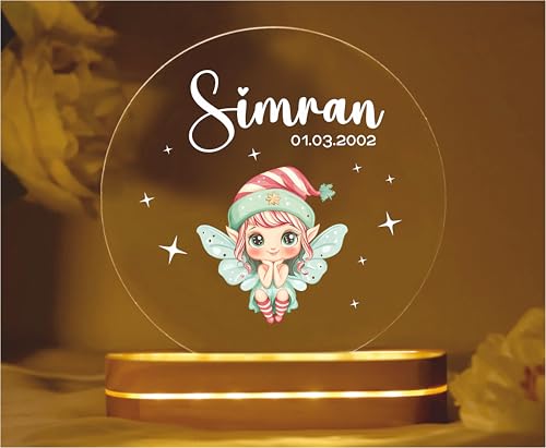 Image of PRINTHUA Plastic Personalized LED Night Table Lamp with Custom Name,Unique Gift for Women,Men,Kids,Girlfriend,Boyfriend,Husband,Wife|Perfect for Birthdays,& Special Occasions (Cute Doll),Multicolour