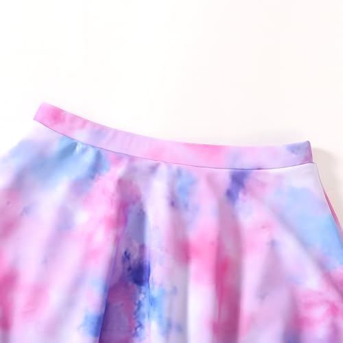 Girls 3 Piece Bathing Suit One Shoulder Ruffle Flounce Bikini Set with Cover Up Skirt Quick Dry Swimsuit 5-12 Years4