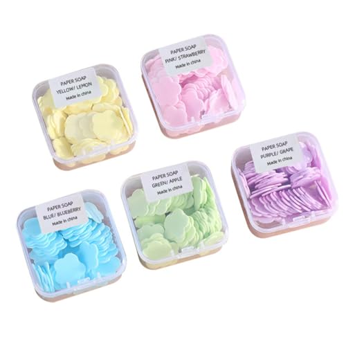 Sapone In Fogli Da Viaggio - 8 Scatoline Con Portasapone, Forma A Petalo E 4 Profumi (Limonella, Latte, Rosa, Gelsomino)