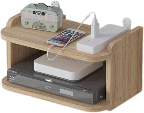 Giawkca ワイヤレスルーター収納ボックス、ルーターフェンスフローティングシェルフルーターラックウォールマウントルーターボックス、ウォールマウントルーターブラケットDVDプレーヤーシェルフ、多目的フローティングシェルフ (29*19*16cmナチュラル