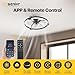Ensenior 20'' Low Profile Ceiling Fans with Lights and Remote, Fandelier Ceiling Fan Flush Mount, APP Control, 6 Speed & 3000K-6500K Stepless Dimmable Small Ceiling Fan with Light for Bedroom - Black