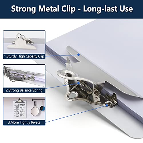 Metal Clipboard, 20% Sturdier Aluminum Contractor Clipboard With High Capacity Clip | Hangable Recycled Heavy Duty Rust-Proof | Plate For A4 Size Sheet, For Jobsite, Laboratory, Medical, Office, Teach #TOP2