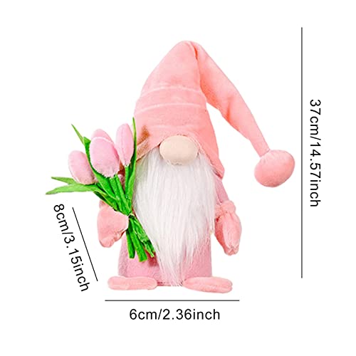 Tulip Flower Gnome Plush Decor - Spring Mother's Day Bunny Gnome Decor,Plush Doll Flowers Gnome Dec