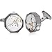 Produktbild HONEY BEAR 1 Paar Herren Manschettenknöpfe Cufflinks Steampunk Uhrwerk Bewegung beweglich Edelstahl für Geschäftshochzeits geschenk mit Kasten,Rechteck (Schwarz)