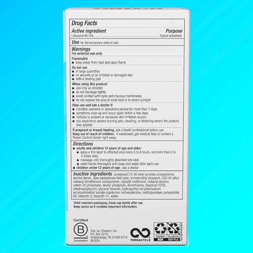 Icy Hot Lidocaine Pain Relief No-Mess Roll-On Applicator, Numb Aggravated Nerves with Max Strength Lidocaine 4%, Pain Relief for Minor Pain, Backaches, Sprains and Strains, 2.5 oz