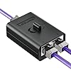 VCELINK Switch Ethernet 2 Porte, 1000Mbps Sdoppiatore Ethernet, Senza Corrente Switch Cavo di Rete CAT8/ CAT7/ Cat6A/ Cat6/ Cat5e/ Cat5, Splitter per Computer, HUB, TV etc.