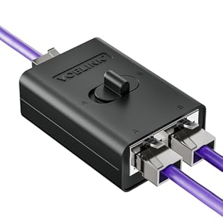 VCELINK Switch Ethernet 2 Porte, 1000Mbps Sdoppiatore Ethernet, Senza Corrente Switch Cavo di Rete CAT8/ CAT7/ Cat6A/ Cat6/ Cat5e/ Cat5, Splitter per Computer, HUB, TV etc.
