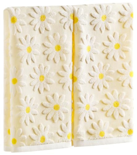 Quera 2 Pack Hand Towels Spring Summer White Flower Daisy