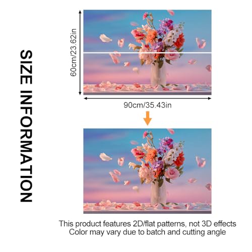 Image of Floral Vase Pastel Petals Backsplash Peel and Stick, 35.4x23.6 in