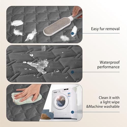 Image of gogobunny 3X Stronger Waterproof Pet Blanket, Scratch Proof Furniture Protector for Dogs Cats, Reversible Cover 30x70 Inch, Dark Grey