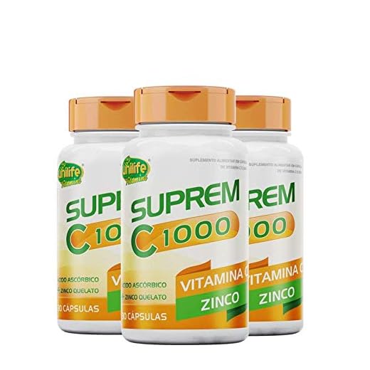 Kit 3 Suprem C 1000 Vitamina C 1000 mg + Zinco 7mg Unilife 30 cápsulas