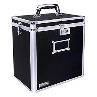 Vaultz Vz00490 verrouillage disque vinyle étui de rangement avec 2 verrous à combinaison, peut contenir jusqu’à 50 Records, 36,6 x 34 x 24,4 cm, Noir et argent - Les Beatles, Paul McCartney, John Lennon, RIngo Starr, George Harrison