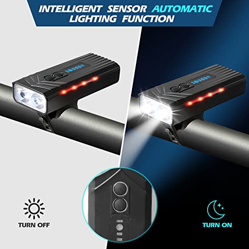 LUZWAY Éclairage Vélo | Éclairage Vélo Avant et Arrière USB Rechargeable | Lumière Vélo Étanche | Mode de Détection de Lumière | Lumière d'équitation de Nuit | Ultra Puissant Lumineuses - Image 6