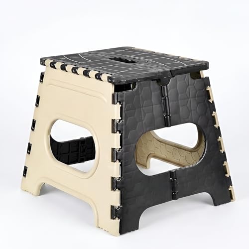 Image of U-MAX 12 Inch Portable Folding Step Stool, Compact, Lightweight & Durable for Kitchen, Bathroom, Outdoor Use (Black)