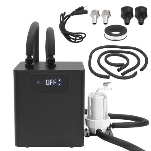 110V Outdoor Ice Bath Water Chiller, 1/3HP Portable Water Cooling Cooler w/Circulation Pump & External Filter, Touch Panel Control, 36-122℉ Adjustable Thermostat for Cold Plunge, Ornamental Fish Ponds
