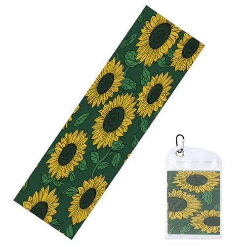 Toallas de enfriamiento simples con girasoles amarillos en verde para cuello y cara, 40 x 12 pulgadas, trapos suaves y transpirables, para deportes, yoga, golf, gimnasio