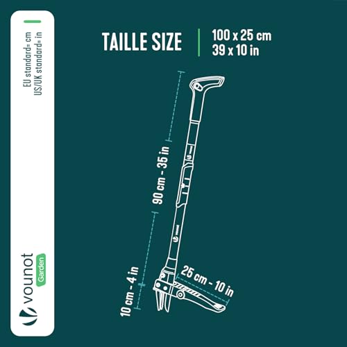 VOUNOT® Unkrautstecher, Unkraut entferner Gerät, Unkrautjäter mit langem Stiel und Edelstahlkrallen ideal für Garten und Rasen, Länge 100cm