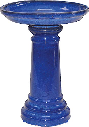 Harbor Gardens 0920ES Ceramic Bird Bath, Cobalt Blue