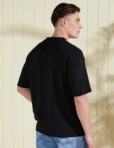 Image of Amazon Brand - Symbol Men Solid Cotton Oversized Round Neck Tshirt | Half Sleeve | Plain (Available in Plus Size)