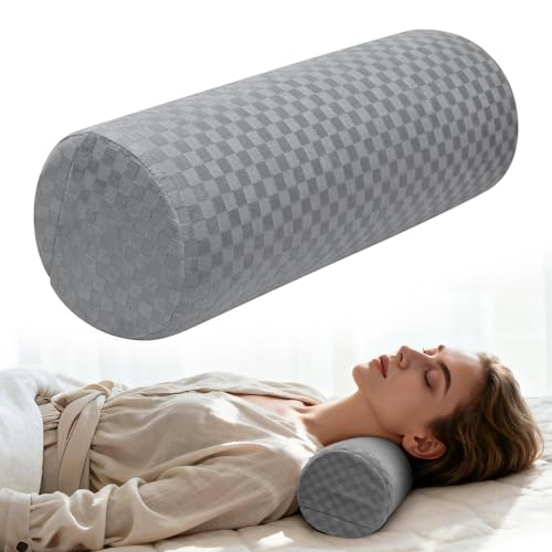 pozico Traversin en Mousse à mémoire de Forme, 14 × 37 cm, Ergonomique, avec Bande, Housse en Soie Lavable, Coussin de Soutien Rond pour lit, Bureau et Voyage