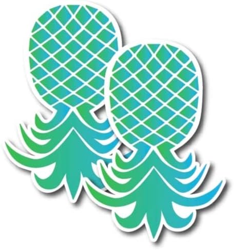 Magnet Me Up Calcomanía magnética de piña al revés, azul y verde, 4 x 6 pulgadas, paquete de 2, imán automotriz para automóvil, camión, SUV, puerta