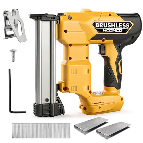 2-in-1 Cordless Brad Nailer & 1/4 Narrow Crown Stapler for DeWalt 20V Battery 18GA Electric Nail Gun with 1000 Nails/Staples for Woodworking DIY and Home Renovation (Not Battery)