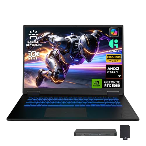 Image of GIGABYTE A18 3VH 18 inch WQXGA 165Hz Gaming Laptop, AMD Ryzen 7 260, NVIDIA GeForce RTX 5060 8GB GDDR7, 64GB DDR5, 5TB Storage (4TB+1TB Docking Station Set), 1-Zone RGB Backlit Keyboard, Win 11, Black