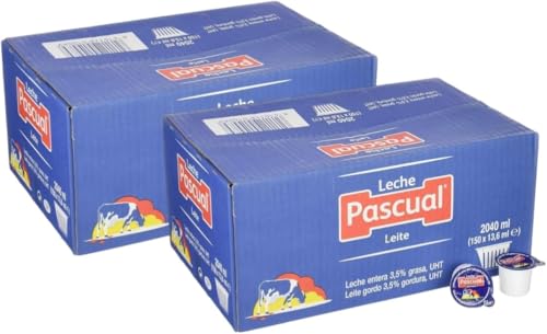 PACK 2 CAJAS - Leche Pascual Entera UHT Monodosis 13,6 ml – Sin Refrigeración – Ideal Hostelería, Bares, Cafés y Oficinas – UDS 300 Tarrinas