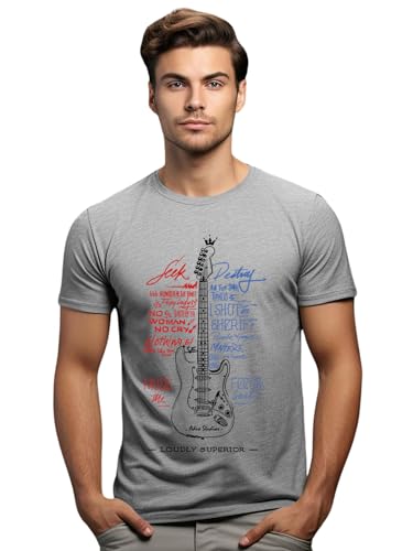 Image of ADRO Guitar Design Printed T-Shirt for Men - 100% Cotton, Regular Fit, Soft Breathable Fabric.