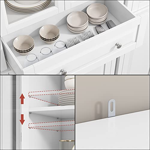 Facbotall 76'' Kitchen Pantry Storage Cabinet, Pantry Cabinet, Freestanding Kitchen Cupboard With Large Drawer, Doors, And Adjustable Shelves For Dining Room, Living Room, Laundry, White #TOP4