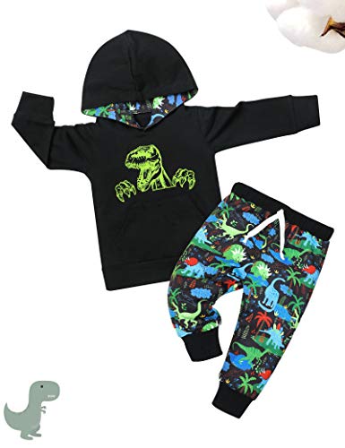 Von Kilizo Toddler Boy Clothes 18-24 Months Boy Outfits Winter Cute Dinosaur Hoodie Baby Boy Sweatsuit + Dinosaur Pants 2Pcs Set #TOP6