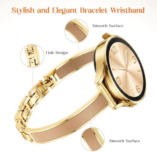 Slim Elegant 20mm Bands for Samsung Galaxy Watch Women(Gold/Nude) - 3