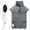 Fdlscpem Almohadilla Térmica Eléctrica para Espalda, Hombros y Cuello, 52×77cm, 10 Niveles de Calor, 3 Temporizadores de Apagado Automático, Alivia el Dolor de Cuello, Hombros y Espalda, Calor Rápido