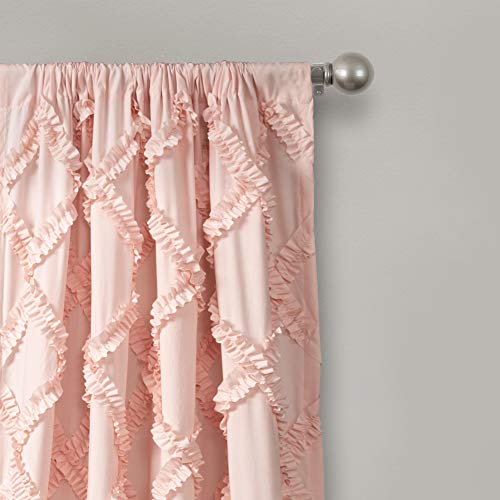 Lush Decor, Blush Ruffle Diamond Curtains Textured Window Panel Set For Living, Dining Room, Bedroom (Pair), 84” X 54 #TOP1