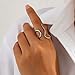 Oval Round Loop Open Statement Ring for Women Fashion 18K Gold Plated Ring Classic Oval Adjustable Ring Dainty Promise Minimalist Rings Jewelry for Women (Silver 2)