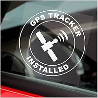 Platinum Place 1 x Sticker GPS Tracker Installed Sign Car Warning Window Van Tracking Security Device Vehicle Protection Self Adhesive Internal ROUND White on Clear 100mm