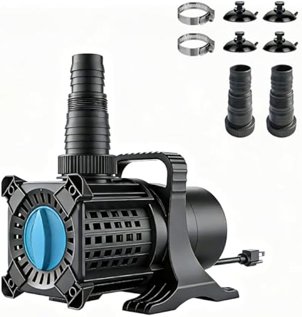 WaterRebirth Pond Pump, 2400GPH 180W Adjustable Flow Submersible & Inline Water Pump, 16.5ft Lift, Copper Motor, IPX8 Waterproof for Outdoor Koi Pond, Fountain, Waterfall, Hydroponics