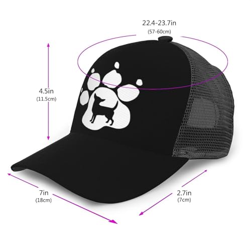 Chihuahua Dog Pet Paw Print Mesh Baseball Cap - Classic Adjustable Peaked Cap, Trucker Hat for Men and Women3